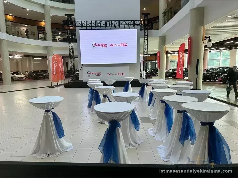 Kokteyl Masası Kiralama - Galeri Acilisi Karsilama Seti Bistro Davet Masası
